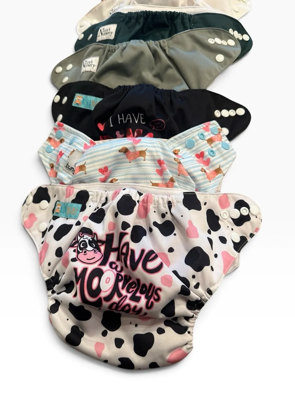 Cloth Diapers 10 with 13 Inserts and Wet Bag - Multi Color